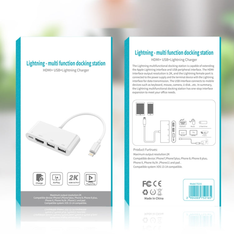 75215 5合一 8 Pin轉HDMI+SD卡槽+TF卡槽+USB+8 Pin充電接口 高清視頻轉換器