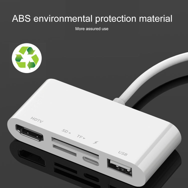 75215 5合一 8 Pin轉HDMI+SD卡槽+TF卡槽+USB+8 Pin充電接口 高清視頻轉換器