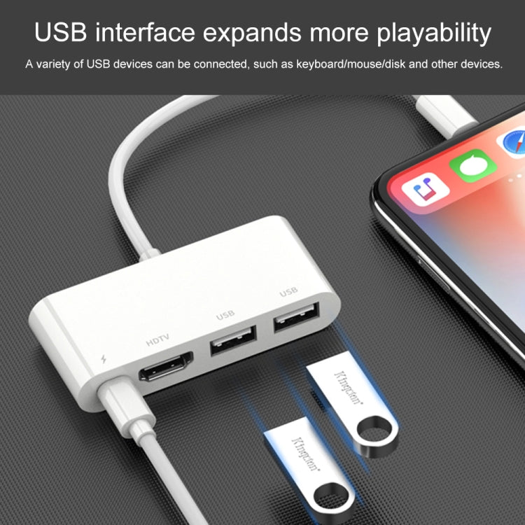 75216 4合一 8 Pin轉HDMI+8 Pin充電+2個USB接口 高清視頻轉換器