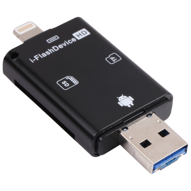 NK-208 3合一 i-Flash TF卡/SD卡讀卡器 適用於8 Pin+USB 2.0+Micro USB設備