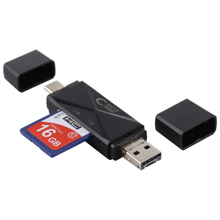 Type-C+SD+TF+Micro USB轉USB2.0讀卡器