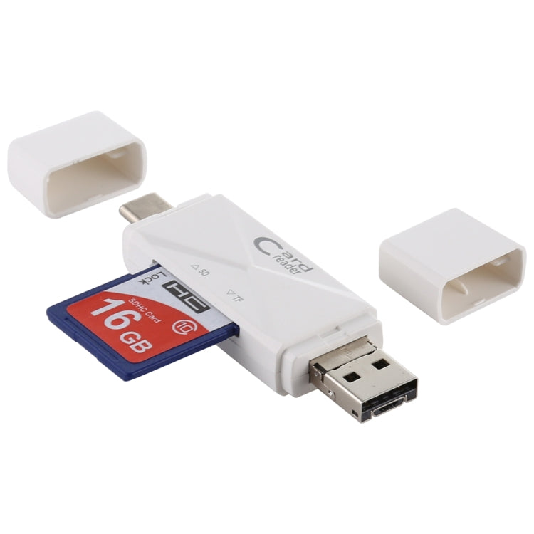 Type-C+SD+TF+Micro USB轉USB2.0讀卡器