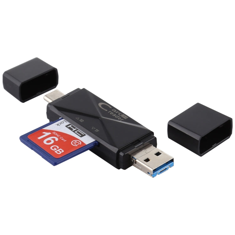 Type-C+SD+TF+Micro USB轉USB3.0讀卡器