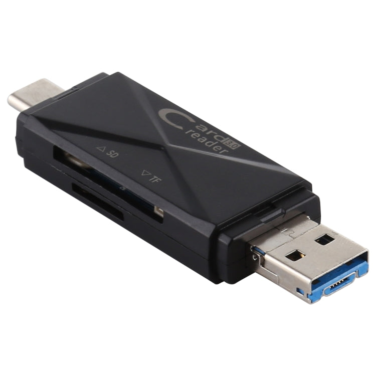 Type-C+SD+TF+Micro USB轉USB3.0讀卡器