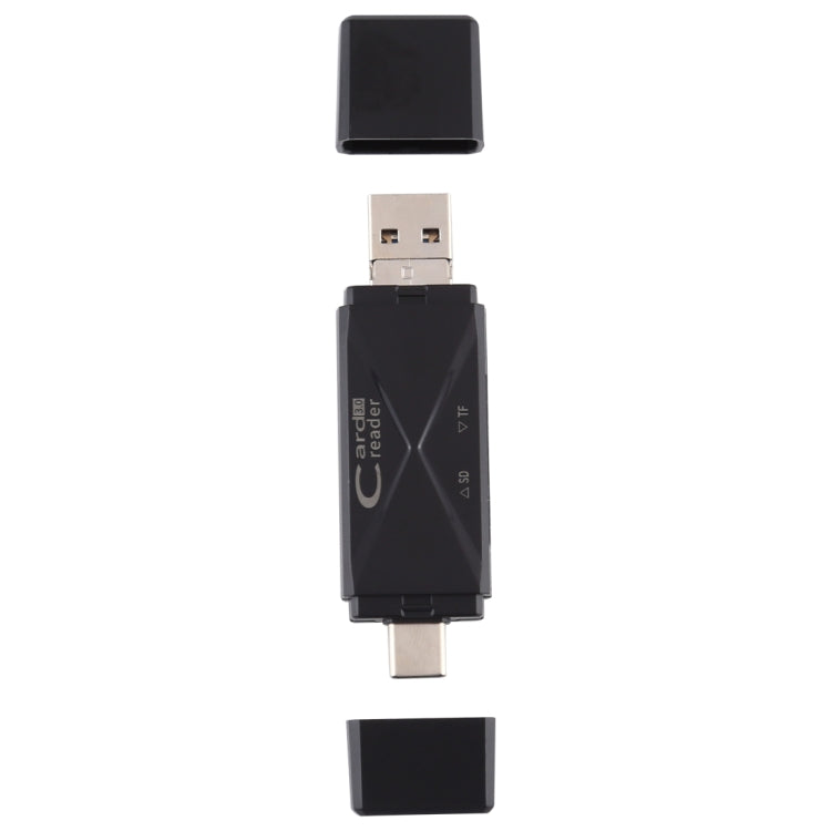 Type-C+SD+TF+Micro USB轉USB3.0讀卡器