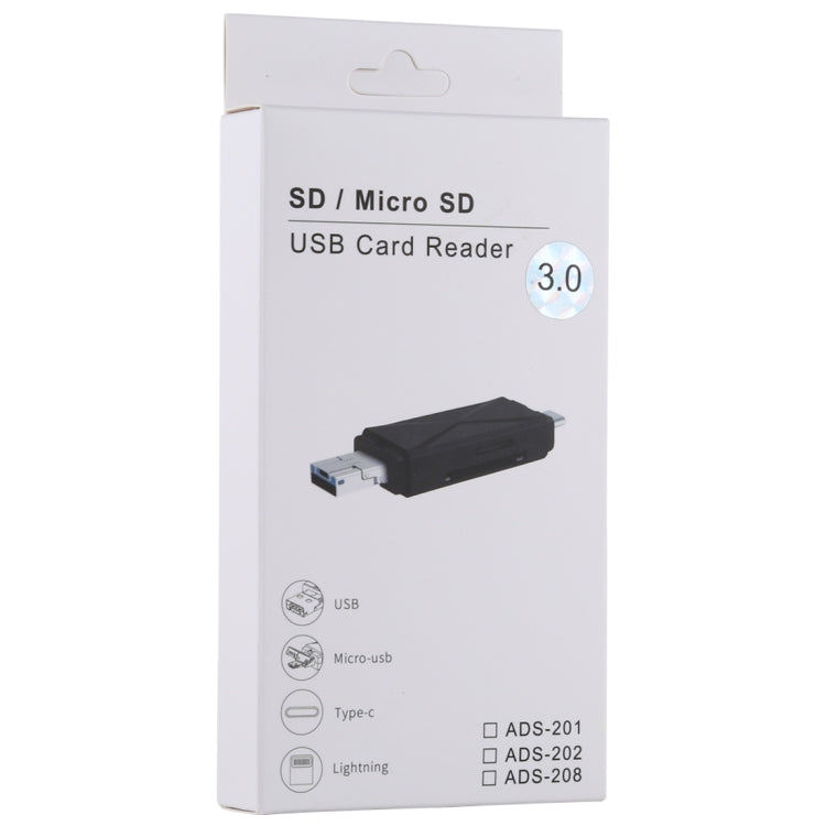 Type-C+SD+TF+Micro USB轉USB3.0讀卡器