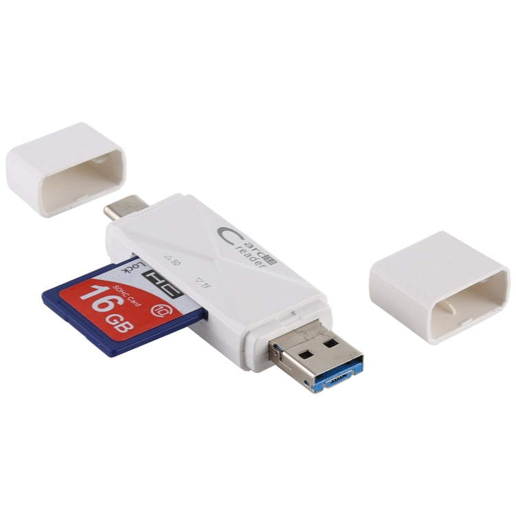 Type-C+SD+TF+Micro USB轉USB3.0讀卡器