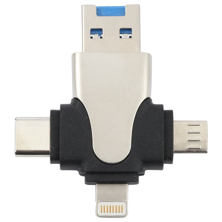 4合一 8 Pin+Type-C+Micro USB+USB 3.0公頭 TF卡讀卡器