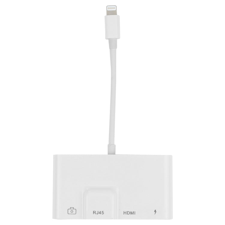 4合一 8 Pin公頭轉8 Pin電源+RJ45以太網+HDMI+USB相機母頭 OTG数字AV適配器