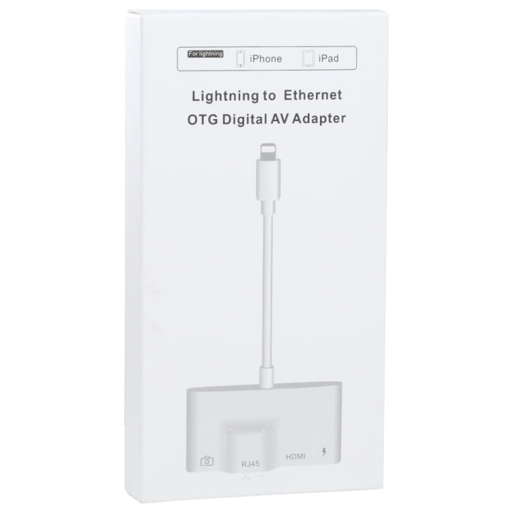 4合一 8 Pin公頭轉8 Pin電源+RJ45以太網+HDMI+USB相機母頭 OTG数字AV適配器