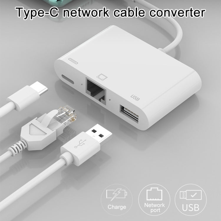 NK-107 TC 3合一 Type-C公頭轉USB+以太網+Type-C電源母頭 適配器