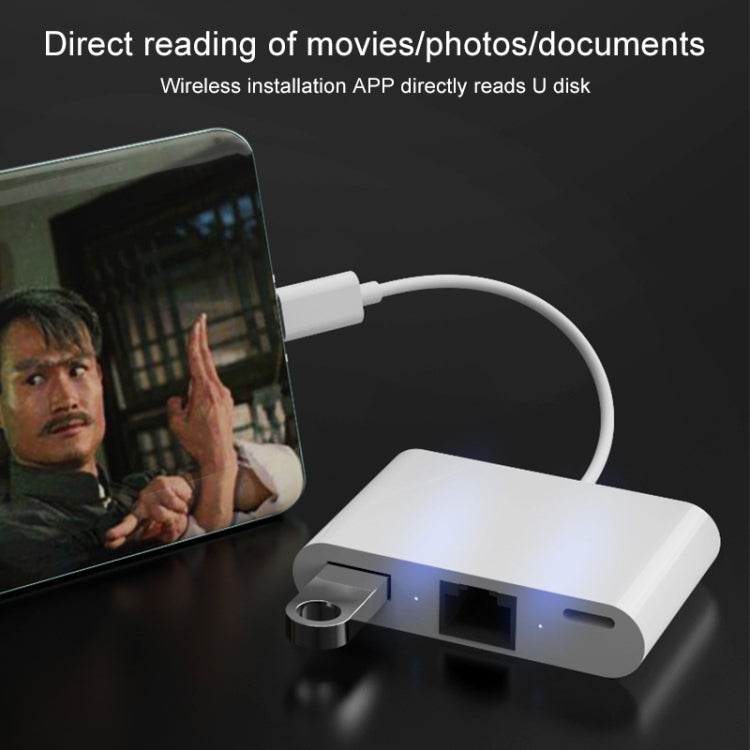 NK-107 TC 3合一 Type-C公頭轉USB+以太網+Type-C電源母頭 適配器