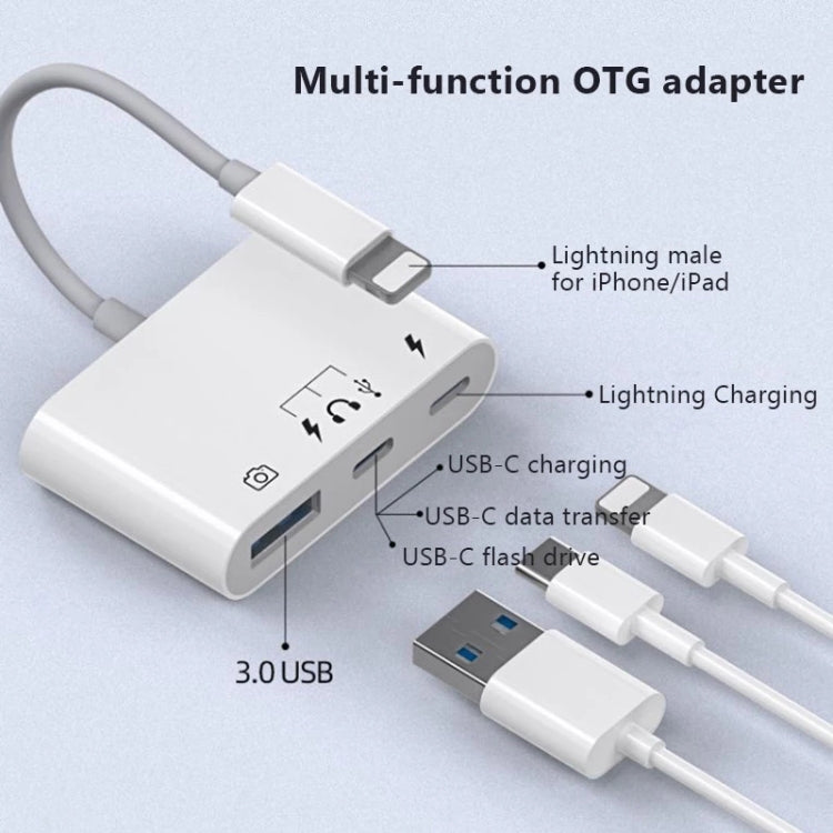 S-221 3合一 8 Pin公頭轉8 Pin電源+Type-C+USB相機母頭 適配器