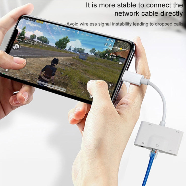 NK-1033 5合一 8 Pin公頭轉雙USB+3.5mm AUX+以太網+8 Pin電源母頭 適配器