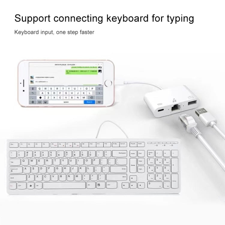 NK-107 3合一 8 Pin公頭轉USB+千兆以太網+8 Pin電源母頭 適配器