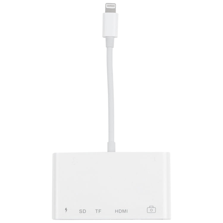 5合一 8 Pin公頭轉USB+HDMI+TF/SD卡槽+8 Pin電源母頭 OTG数字AV適配器