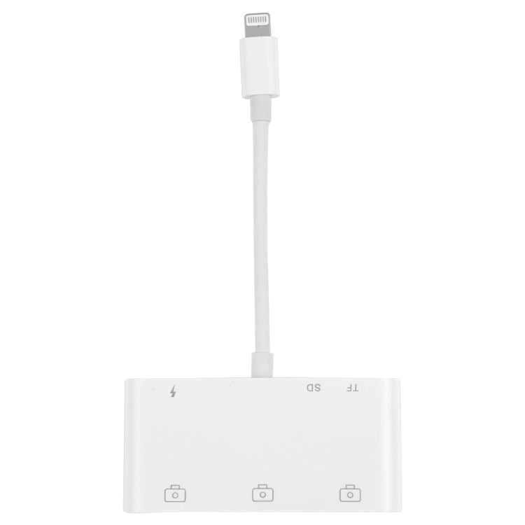 6合一 8 Pin公頭轉3個USB+TF/SD卡槽+8 Pin電源母頭 適配器