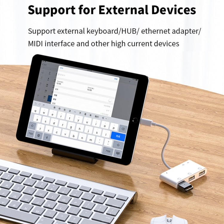 6合一 8 Pin公頭轉3個USB+TF/SD卡槽+8 Pin電源母頭 適配器