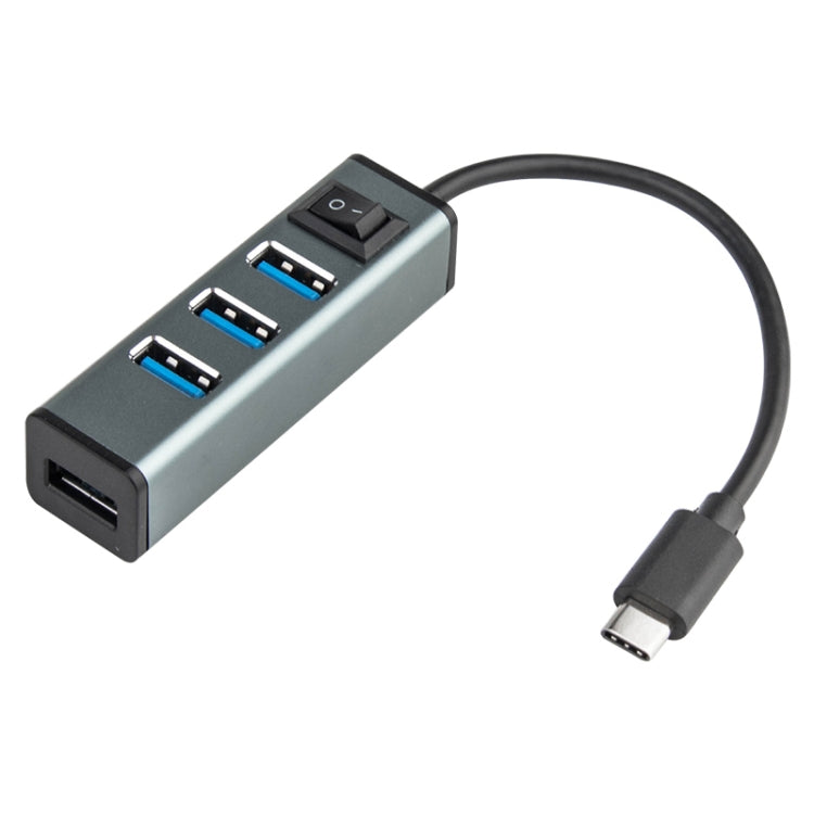 Type-C轉4個USB 3.0接口 鋁合金集線器帶開關