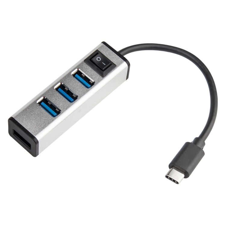 Type-C轉4個USB 3.0接口 鋁合金集線器帶開關