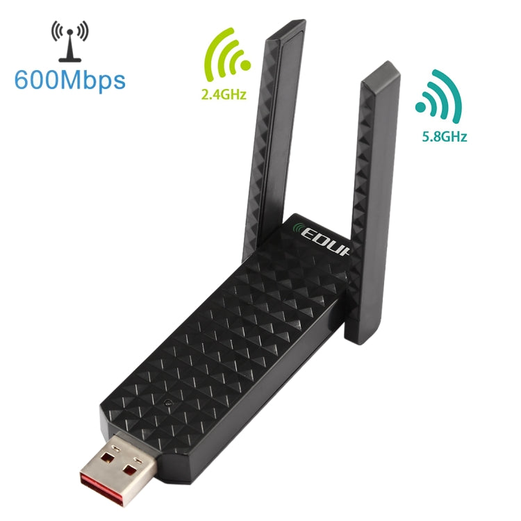 EDUP EP-AC1625 USB 2.0無線適配器 600Mbps 2.4G / 5.8GHz雙頻WiFi網卡帶2根天線