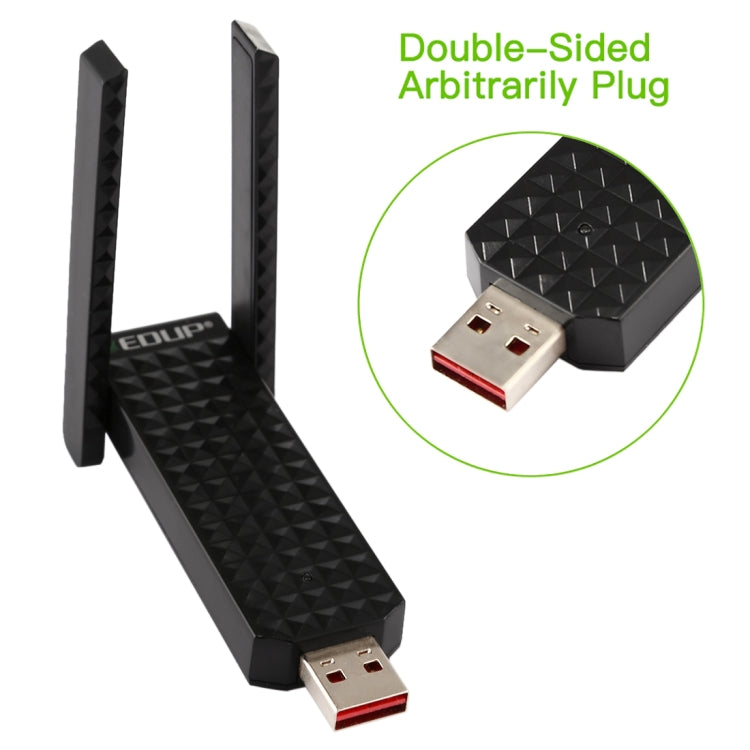 EDUP EP-AC1625 USB 2.0無線適配器 600Mbps 2.4G / 5.8GHz雙頻WiFi網卡帶2根天線