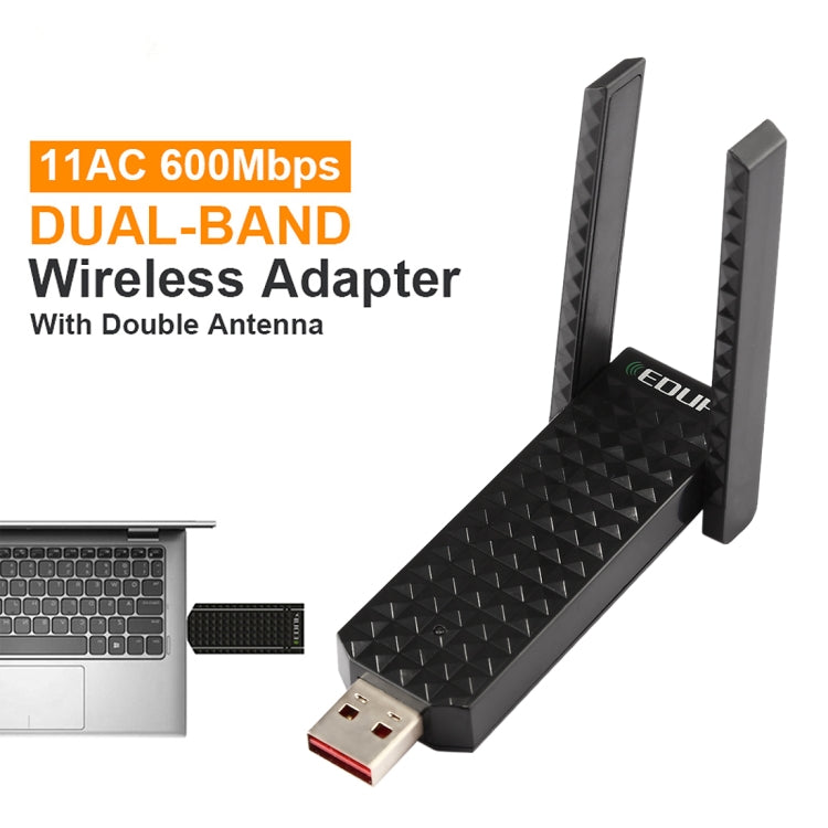 EDUP EP-AC1625 USB 2.0無線適配器 600Mbps 2.4G / 5.8GHz雙頻WiFi網卡帶2根天線