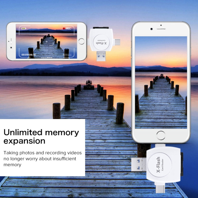 X-Flash R01 3合一 8 Pin+Type-C+Micro USB接口 SD / TF卡讀卡器