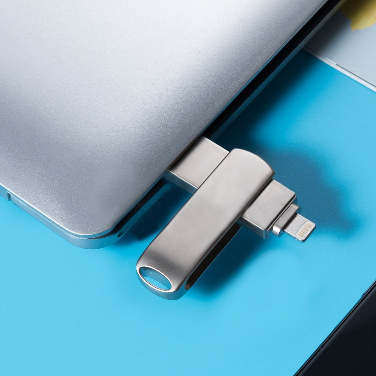 Richwell 3合一 64G Micro USB + 8 Pin + USB 3.0 金屬旋轉可推拉式U盤帶OTG功能
