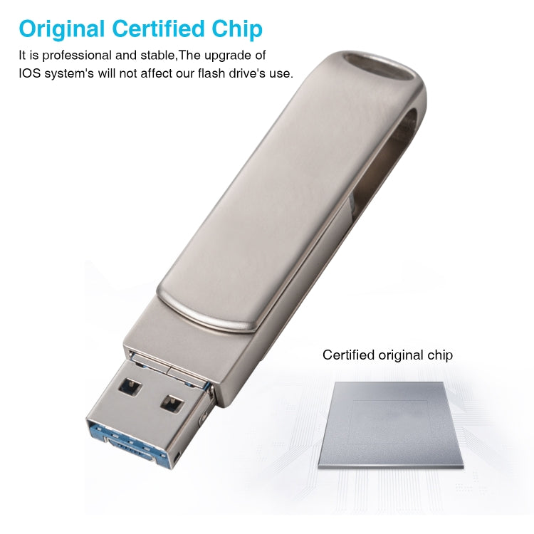 Richwell 3合一 32G Micro USB + 8 Pin + USB 3.0 金屬旋轉可推拉式U盤帶OTG功能