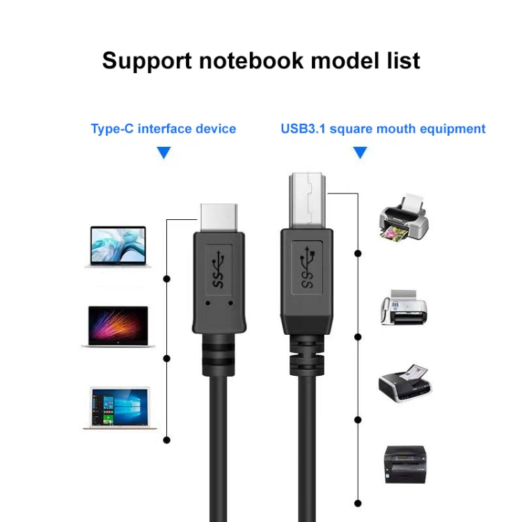 USB-C 3.1 / Type-C 公頭 轉 USB BM 數據線，長度：1米