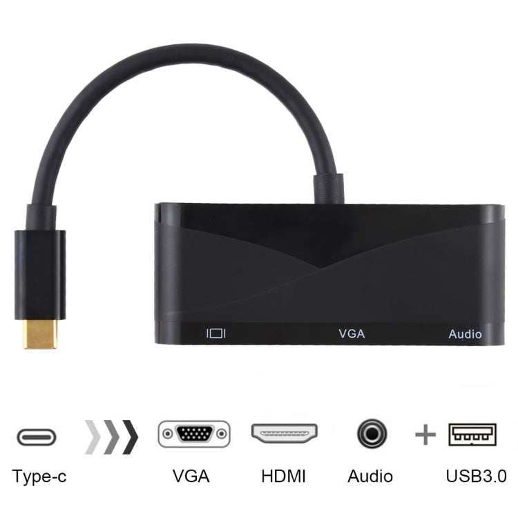 USB2.0+音頻接口+VGA+HDMI 轉 Type-C HUB適配器
