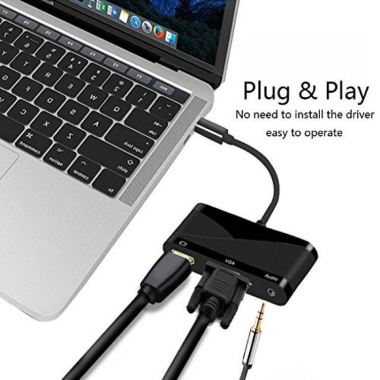 USB2.0+音頻接口+VGA+HDMI 轉 Type-C HUB適配器