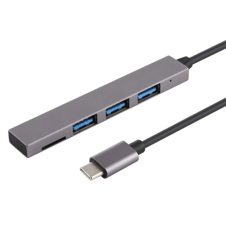 T-809B TF卡讀卡器+3xUSB 3.0接口 轉Type-C HUB集線器 線長：13厘米