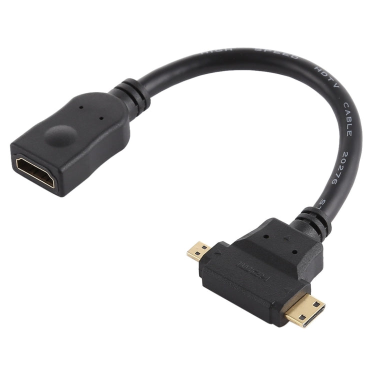HDMI母頭 轉 Mini HDMI + Micro HDMI T型短線