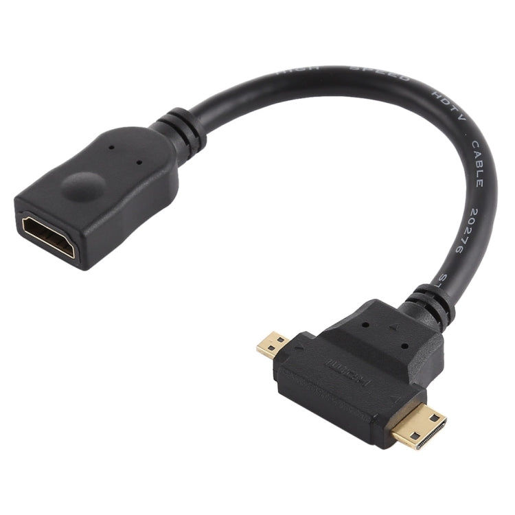 HDMI母頭 轉 Mini HDMI + Micro HDMI T型短線