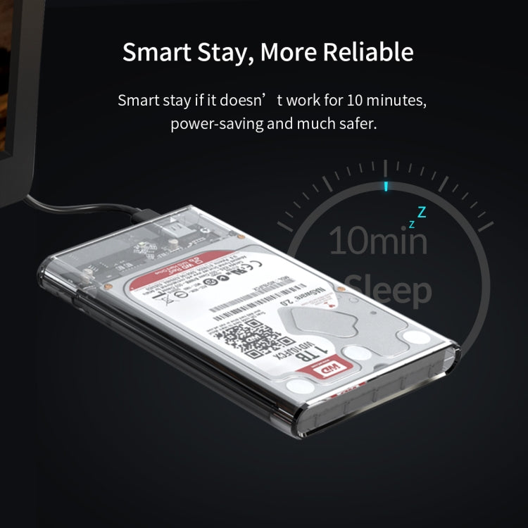 ORICO 2139C3-G2 SATA 2.5 inch USB3.1 Gen2 Type-C接口透明外置机械硬盤盒，支持存儲容量：4TB
