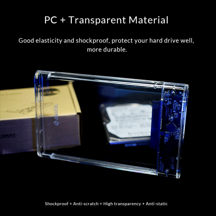 ORICO 2139C3-G2 SATA 2.5 inch USB3.1 Gen2 Type-C接口透明外置机械硬盤盒，支持存儲容量：4TB