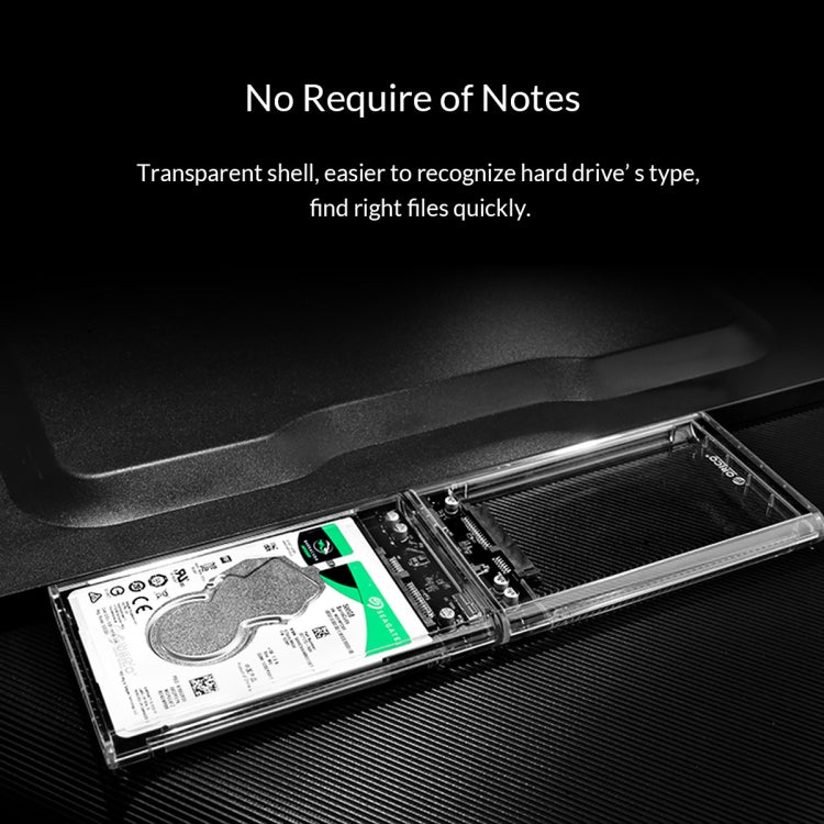 ORICO 2139C3-G2 SATA 2.5 inch USB3.1 Gen2 Type-C接口透明外置机械硬盤盒，支持存儲容量：4TB