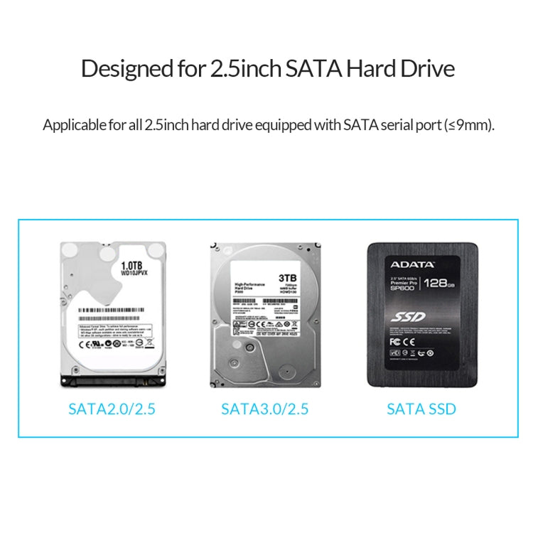 ORICO 2139C3-G2 SATA 2.5 inch USB3.1 Gen2 Type-C接口透明外置机械硬盤盒，支持存儲容量：4TB