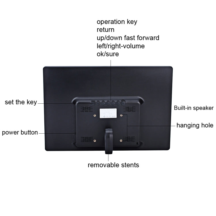 13 inch LED显示數碼相框帶支架和遙控器，全志 F16方案，支持SD / MS / MMC卡和USB接口