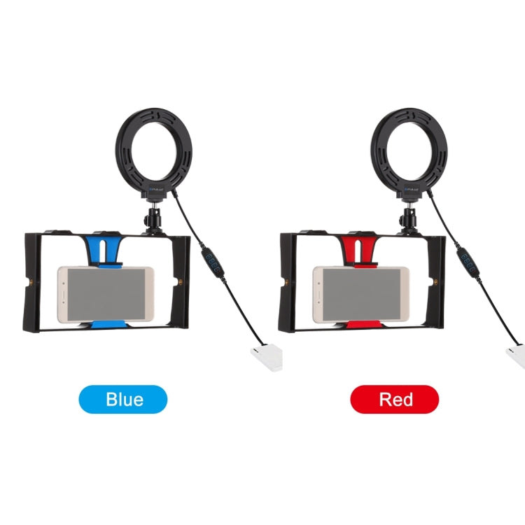 PULUZ 手機錄像視頻拍攝直播兔籠PU3007+環形補光燈PU377 帶冷靴轉接支架PU211
