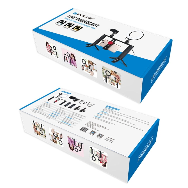 PULUZ 手機直播 鋁合金兔籠套裝 PU3028+環形補光燈PU377+麥克風PU3017+轉接支架PU211+迷你三腳架PU372