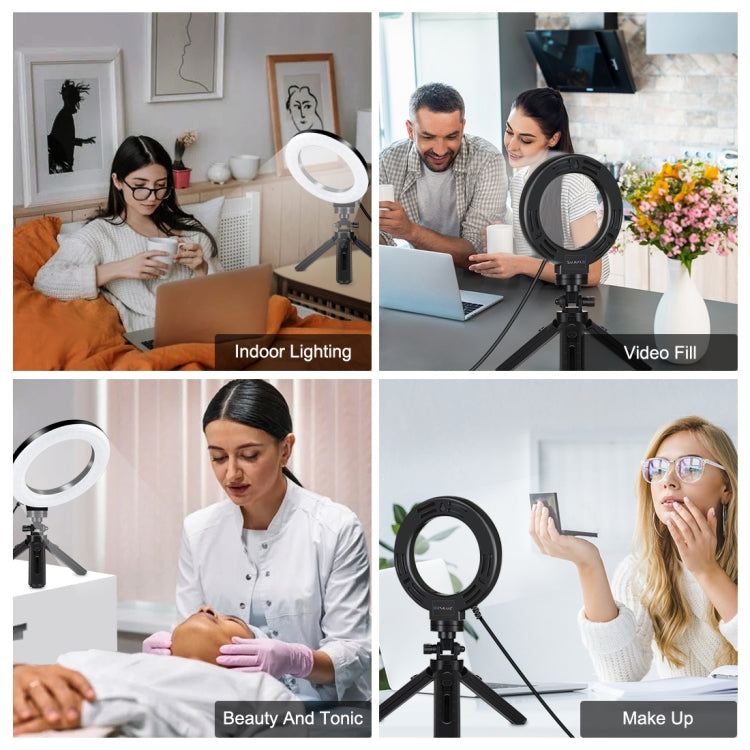 PULUZ 4.7 英寸12cm可調光 LED環形攝影燈補光燈PU377+PU409伸縮5檔調節桌面三腳架