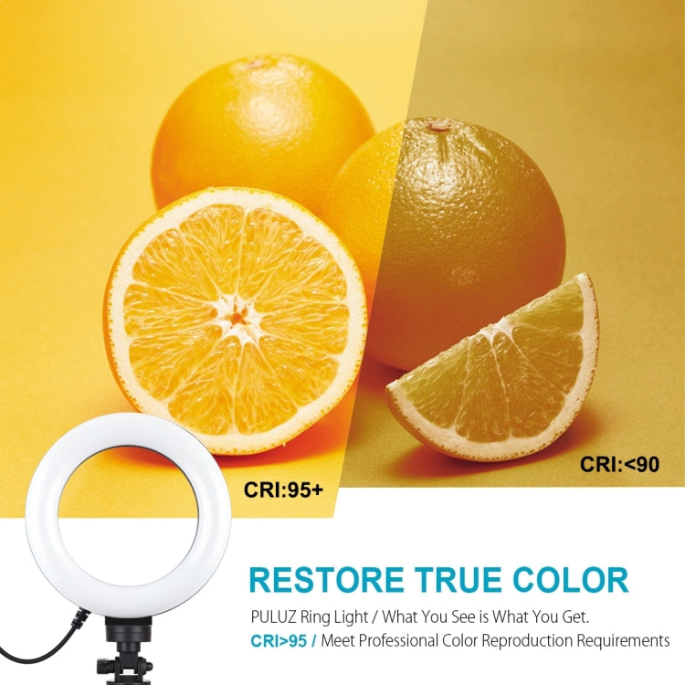PULUZ  6.2 英寸16cm可調光 LED環形攝影燈補光燈PU378+PU409伸縮5檔調節桌面三腳架