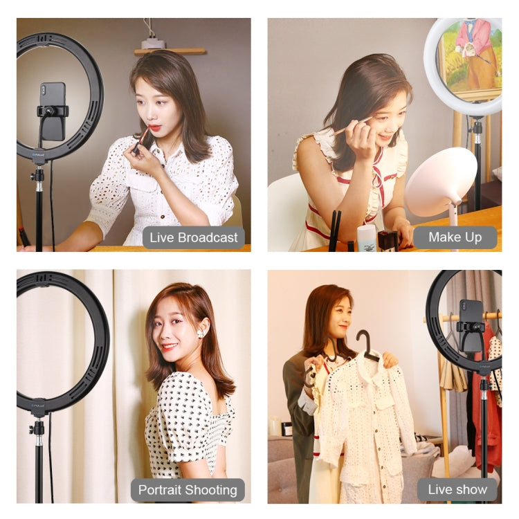 PULUZ  11.8英寸30cm可調光 雙色溫LED環形補光燈+ PU419三腳架 直播套裝 手機夾