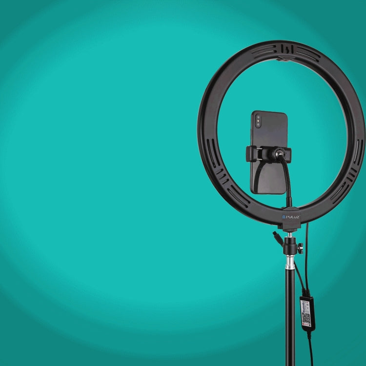 PULUZ  11.8英寸 30cmRGB可調光 雙色溫LED環形自拍美顏補光燈PU458B+ PU419三腳架 直播套裝 帶遙控&手機夾