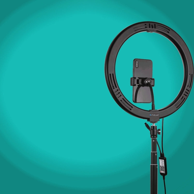 PULUZ 11.8英寸30cm RGB可調光 雙色溫LED環形自拍美顏補光燈PU458B+ PU450B高1.65m三腳架 直播套裝 帶遙控&手機夾