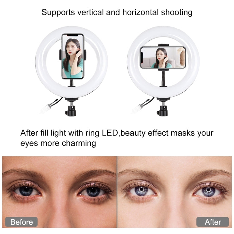 PULUZ  7.9英寸20cm RGBW環形補光燈PU503B+桌面支架PU390 可調光 RGBW LED弧面環形攝影燈自拍補光燈, 帶手機夾