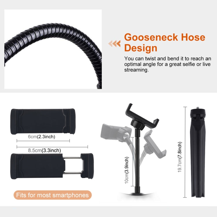 PULUZ PU504B跑馬燈RGBWW環形自拍美顏補光燈+桌面三腳架  直播套裝